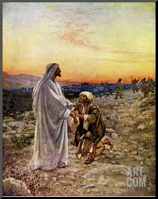 Art Print - Jesus Heals Lepers Whilst Passing Through Samaria, of Which Only One Turns to Give Thanks' - by William Brassey Hole - from Art com