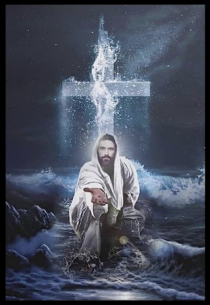 Painting christ reaching his hand through water.jpg