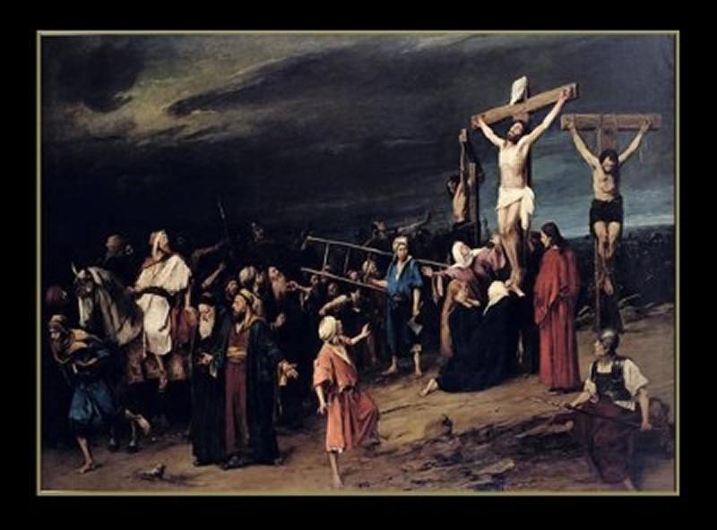 Painting of Christ on the cross by Mihaly Munkacsy
