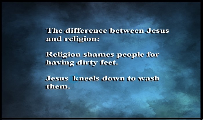 image text jesus kneels down to wash feet 