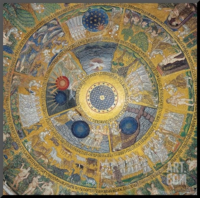 Art-Print 'Cupola Of The Creation Of Genesis, 13th Century, Mosaic' from Art.com
